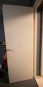 Witte vol houten deur met 2 kozijnen, Ophalen, Gebruikt, 80 tot 100 cm, Binnendeur