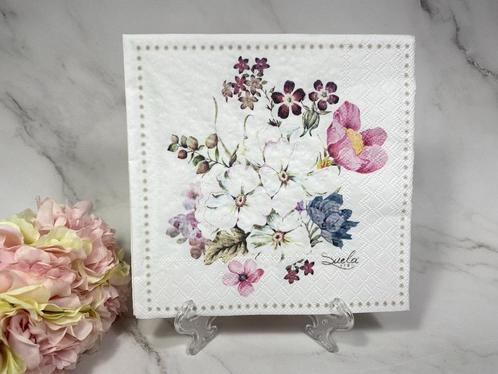 Ambiente knutsel servetten - bloemen wit roze - nr 035, Hobby en Vrije tijd, Knutselen, Nieuw, Materiaal, Ophalen of Verzenden