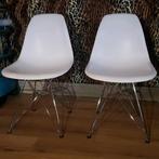 Vitra Eames kuipstoel 2stuks Eiffel chroom MCItaly vintage, Ophalen, Gebruikt, Twee, Wit