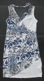 Pianura studio jurk wit met blauw, mouwloos, mt 38, Kleding | Dames, Maat 38/40 (M), Blauw, Ophalen of Verzenden, Zo goed als nieuw