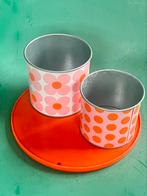 Vintage IKEA bloempotjes plantenpot bloem roze oranje metaal, Rond, Binnen, Ophalen of Verzenden, Minder dan 25 cm