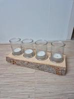 Boomstam Kaarshouder voor 4 Kaarsen, Ophalen, Gebruikt, Hout, Minder dan 25 cm