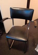 Vintage armstoel leer, Huis en Inrichting, Gebruikt, Zwart, Leer, Eén