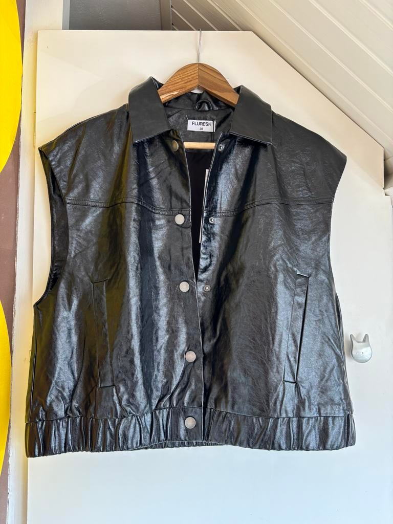 Fluresk imitatie leren bodywarmer maat m nieuw, Ophalen of Verzenden, Nieuw, Maat 38/40 (M), Zwart