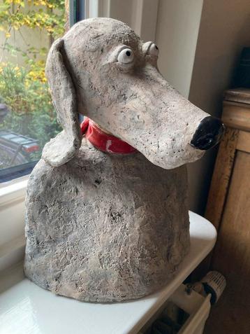 Uniek Aardewerk hond Weimaraner Beeld - Handgemaakt beschikbaar voor biedingen