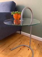 Vintage glass chrome side table Ry by Tord Björnlund for Ike, Minder dan 55 cm, Gebruikt, Rond, Glas