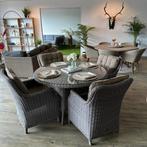 Wicker tuinset – Ronde tafel 130cm + 4 stoelen – Prima staat, Gebruikt, Verzenden, ., .