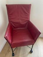 6 rode leren Montis stoelen op wieltjes, Huis en Inrichting, Fauteuils, Ophalen, Zo goed als nieuw, Leer
