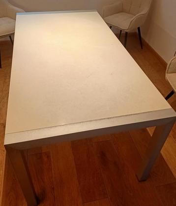 Uitschuifbare eettafel, wit, met metalen onderstel beschikbaar voor biedingen
