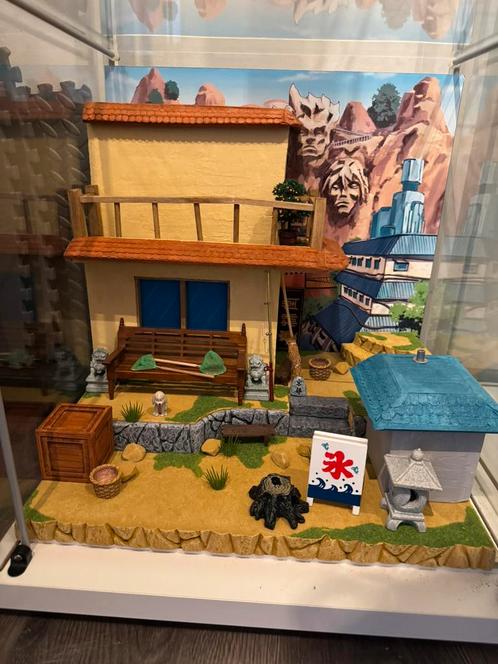 Naruto Leaf Village diorama for IKEA Detolf vitrine, Kinderen en Baby's, Speelgoed | Poppenhuizen, Zo goed als nieuw, Poppenhuis