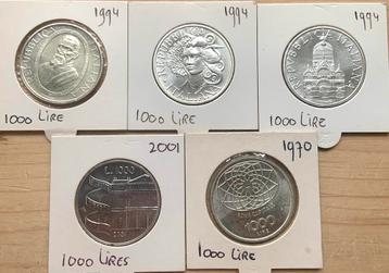 Italie 5x 1000 Lire UNC- zilver beschikbaar voor biedingen