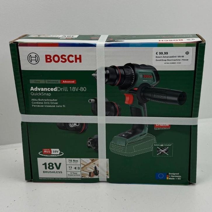 Bosch AdvancedDrill 18V-80 QuickSnap Boormachine | Nieuw, Doe-het-zelf en Verbouw, Gereedschap | Boormachines, Nieuw, Boormachine