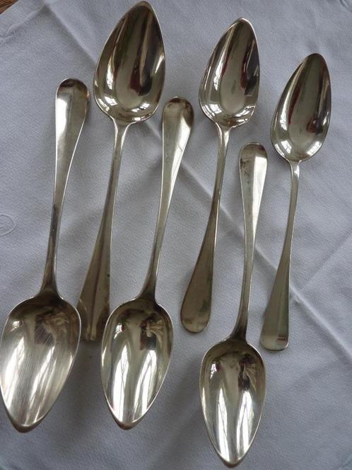 6 Antieke Zilveren Lepels gemerkt 1856, Antiek en Kunst, Antiek | Bestek, Ophalen of Verzenden