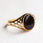 Vintage 9K goud Solitaire ring zegelring onyx - Maat 18,25, Sieraden, Tassen en Uiterlijk, 18 tot 19, Ophalen of Verzenden, Zo goed als nieuw