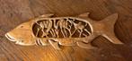 Houten Vis met Giraffen Houtsnijwerk, Ophalen of Verzenden, Gebruikt