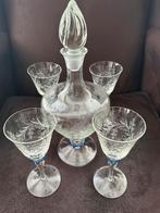 Karaf kristal met 4 glazen, Ophalen of Verzenden