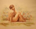 Mooi groot Art Deco naakt in pastel
