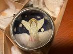 ANTIEKE LOODZILVER KERSTBAL MET ENGEL, Diversen, Kerst, Ophalen of Verzenden, Gebruikt