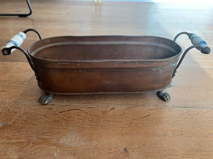 Koperen plantenbak op pootjes, Antiek en Kunst, Antiek | Koper en Brons, Koper, Ophalen of Verzenden