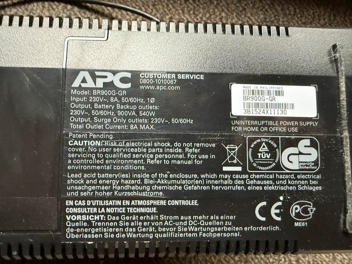 APC BR900G-GR UPS Noodstroomvoeding, Computers en Software, Noodvoedingen (UPS), Gebruikt, Ophalen of Verzenden