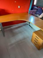 Houten Bureau met Ladeblok, Huis en Inrichting, Bureaus, Ophalen, Gebruikt, Bureau