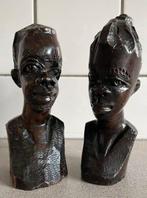 Prachtig houten beelden man en vrouw hout buste, Antiek en Kunst, Kunst | Beelden en Houtsnijwerken, Ophalen of Verzenden