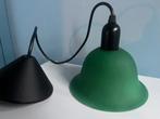 Vintage hanglampje groen frosted  glas., Antiek en Kunst, Antiek | Lampen, Ophalen of Verzenden
