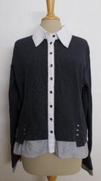 Zwarte blouse met fijne grijze streep van Bellissima! 44, Verzenden, Zo goed als nieuw, Maat 42/44 (L), Zwart