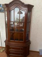 Mooie houten servieskast met glazen deuren, Gebruikt, 100 tot 150 cm, Ophalen of Verzenden, 150 tot 200 cm