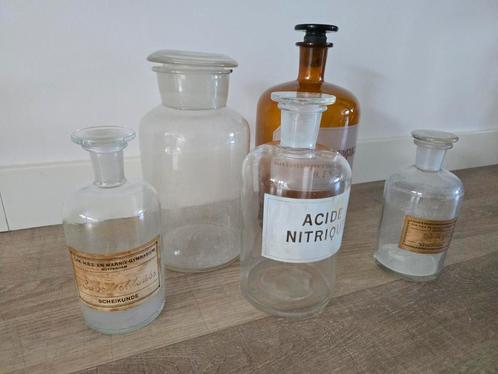 5 zeer zeldzame grote antieke Scheikunde Flessen €99, Antiek en Kunst, Antiek | Glas en Kristal, Ophalen of Verzenden