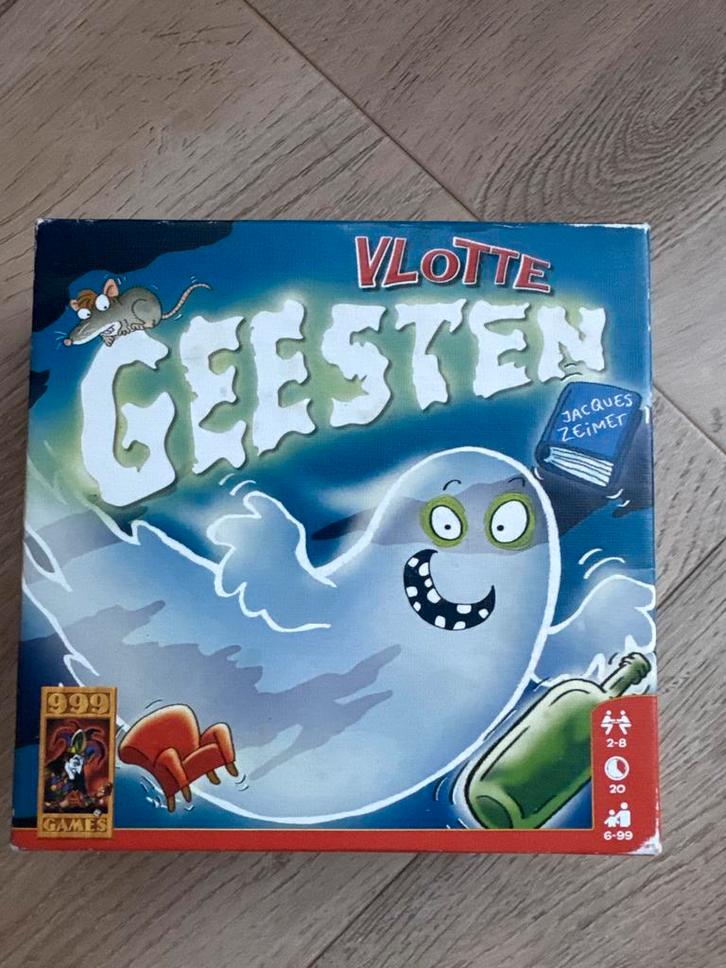 Vlotte Geesten - Reactiespel, Hobby en Vrije tijd, Gezelschapsspellen | Bordspellen, Zo goed als nieuw, Drie of vier spelers, Reisspel