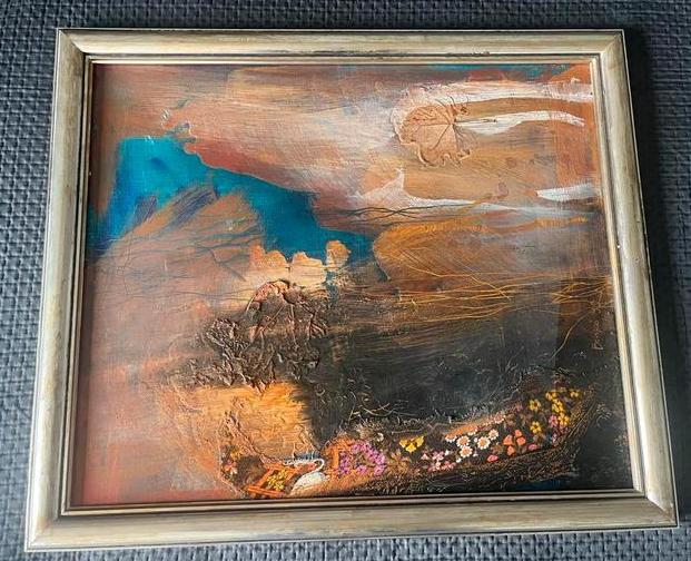 Abstract Schilderij in Lijst Gesigneerd Kunstwerk Decoratie, Antiek en Kunst, Kunst | Schilderijen | Abstract, Ophalen of Verzenden