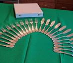 Antiek 24-delig Verzilverd Visbestek SFAM - in casette, Antiek en Kunst, Ophalen of Verzenden