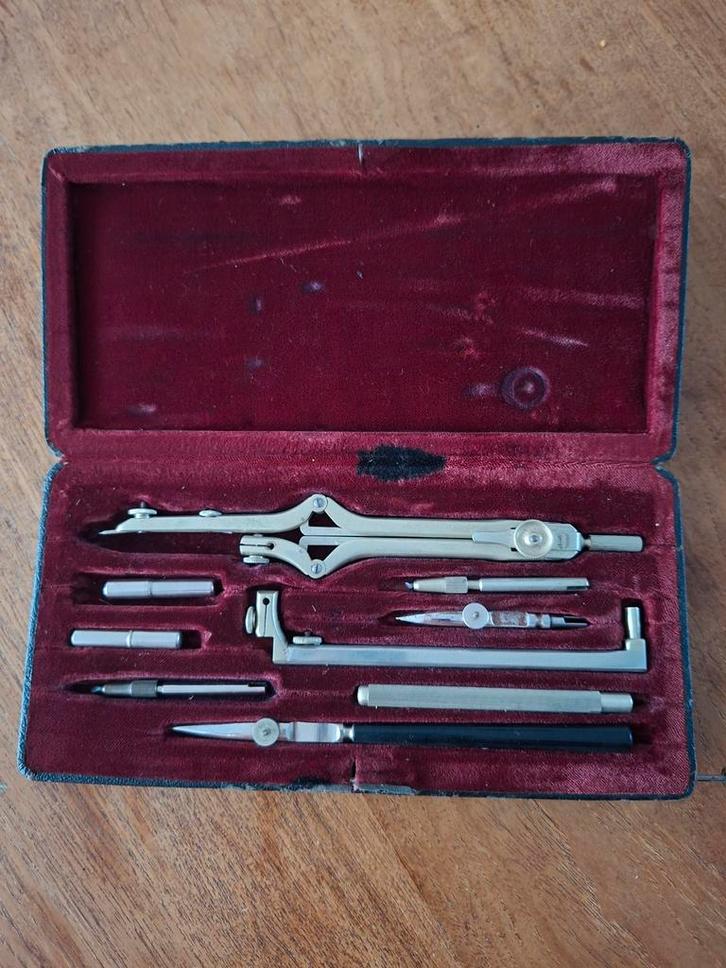 Vintage Passerset in Doos, Antiek en Kunst, Antiek | Gereedschap en Instrumenten, Ophalen