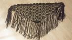 Een echte spaanse zwarte sjaal met veel franjes, Ophalen of Verzenden, Zo goed als nieuw, Maat 46/48 (XL) of groter, Sjaal