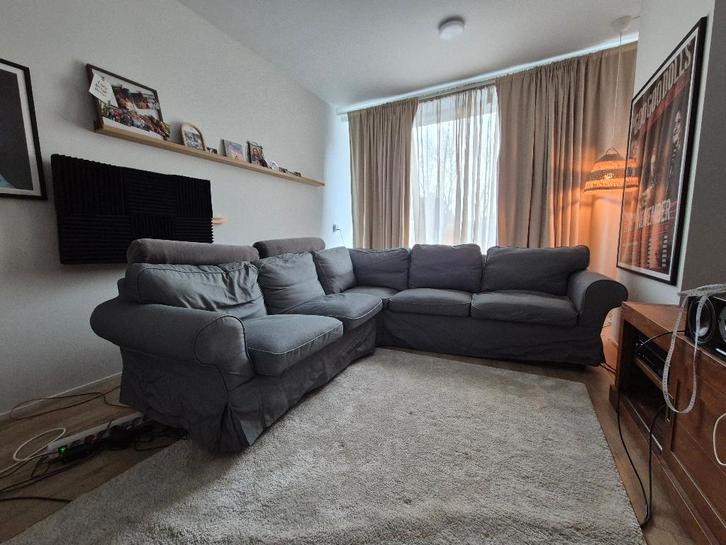 EKTORP lichtgrijs hoekbank, Huis en Inrichting, Banken | Complete zithoeken, Gebruikt, Kunststof, Ophalen