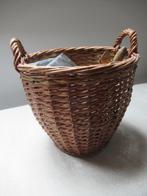 oude RIETEN POETSMAND met groene band, Mand, Ophalen of Verzenden, Zo goed als nieuw, Riet