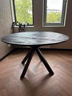 Rond Ø131cm– Zwart Eikenhout –Landelijk/Industrieel, Huis en Inrichting, Ophalen, 100 tot 150 cm, Rond, Zo goed als nieuw