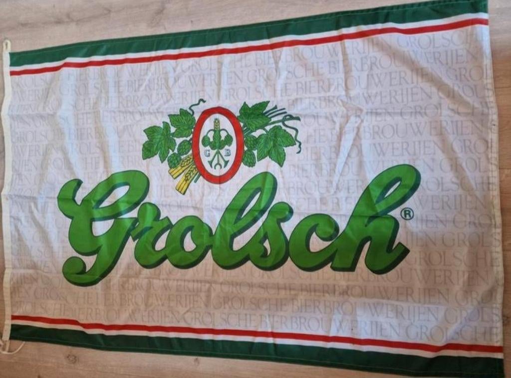 Grolsch vlag groot, Ophalen of Verzenden, Zo goed als nieuw, Reclamebord, Plaat of Schild, Grolsch