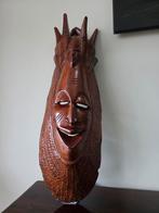Handgesneden houten wandmasker 62 cm – vintage decor, Antiek en Kunst, Ophalen