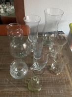 10 Grote glazen stolpen, kandelaars & vazen, Ophalen of Verzenden, Zo goed als nieuw