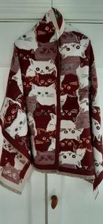Nieuwe donker rode katten sjaal viscose/wol lekker warm, Ophalen of Verzenden, Nieuw