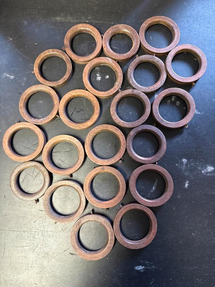 Houten Gordijnringen - Set van 20, Huis en Inrichting, Stoffering | Gordijnen en Lamellen, Gebruikt, Minder dan 100 cm, Minder dan 50 cm