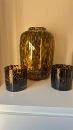 Vase The World cheetah set met vaas en theelichten, Ophalen, Nieuw, Overige materialen, Minder dan 25 cm
