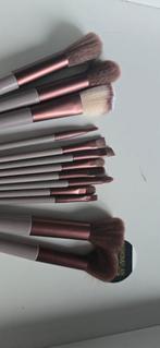 Complete Make-up Kwastenset – 15-delig | Roségoud & Taupegri, Ophalen of Verzenden, Nieuw, Gehele gezicht
