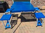 Inklapbare camping/Kinderpicknicktafel - Blauw, Gebruikt, Vierkant, Aluminium, Ophalen of Verzenden