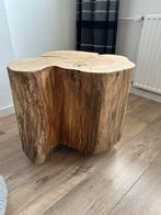 Boomstam Bijzettafel op Wielen, Rond, 55 tot 75 cm, Hout, Ophalen