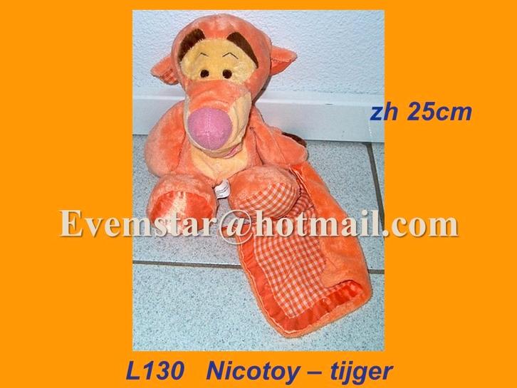 L130 Tijger - Nicotoy : oranje tijgertje teigetje (30cm), Kinderen en Baby's, Speelgoed | Knuffels en Pluche, Zo goed als nieuw