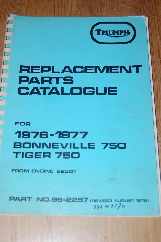 Triumph Bonneville 750 en Tiger 750 onderdelenboek 1976, Motoren, Handleidingen en Instructieboekjes, Triumph, Ophalen of Verzenden