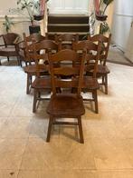 Robuuste set van 6 eetkamerstoelen – donker eiken, Huis en Inrichting, Stoelen, Ophalen of Verzenden, Gebruikt, Bruin